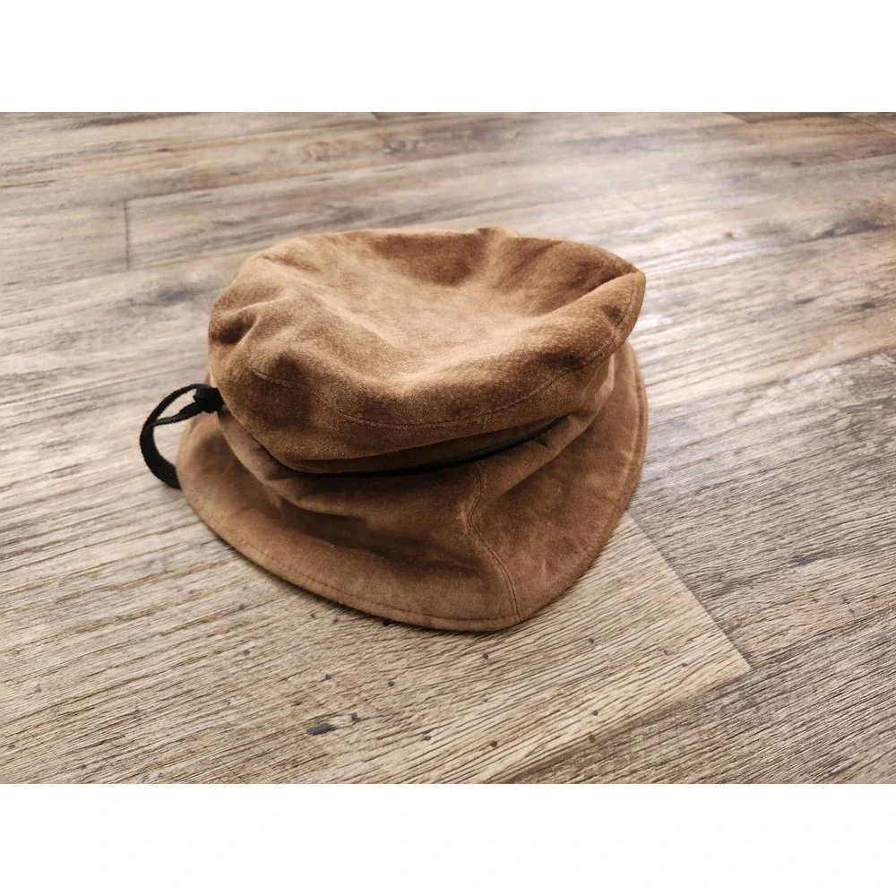 Vintage Eric Javits Packable Bucket Hat Suede Brown One Size Water Repellent - Picture 7 of 11